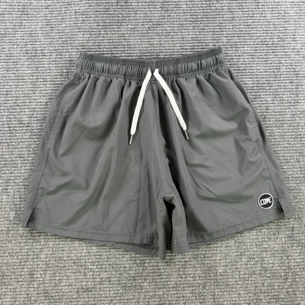 Cove USA Mens 34 Athletic Shorts Grey Drawstring Gym Running Zip Pocket Thin